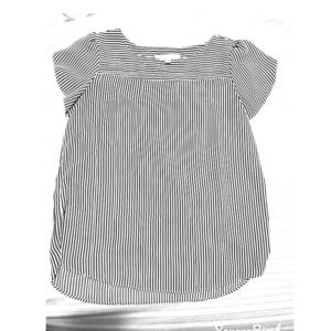 Loft blouse dark gray and white stripe